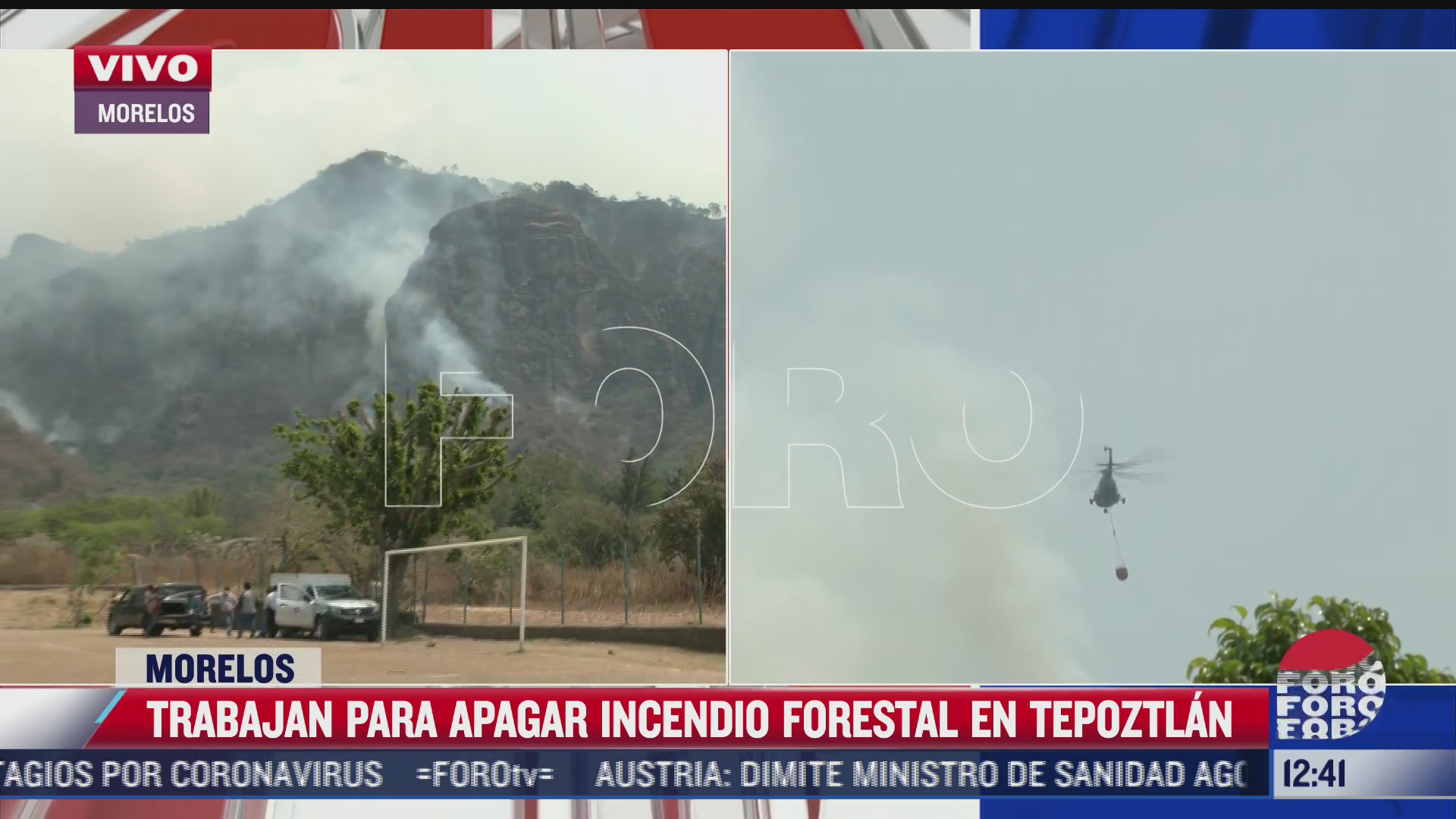 aeronaves ayudan a apagar el incendio forestal de tepoztlan