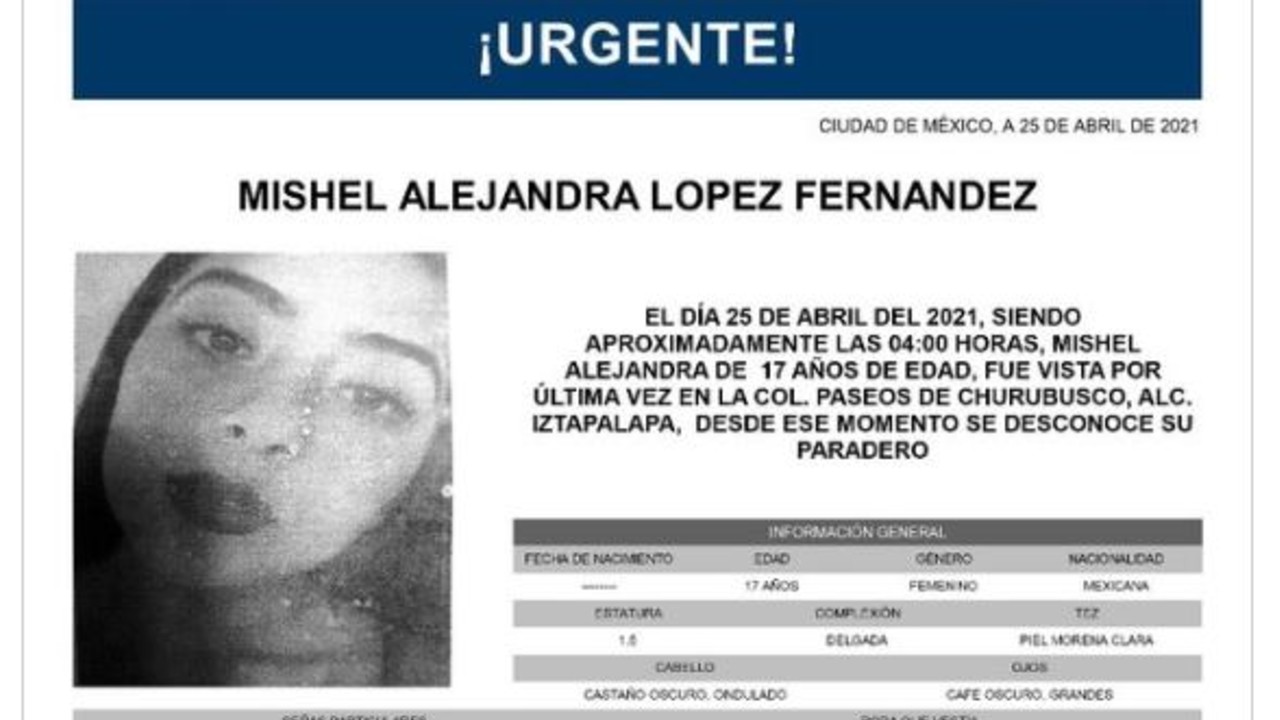 Activan Alerta Amber para Mishel Alejandra López Fernández
