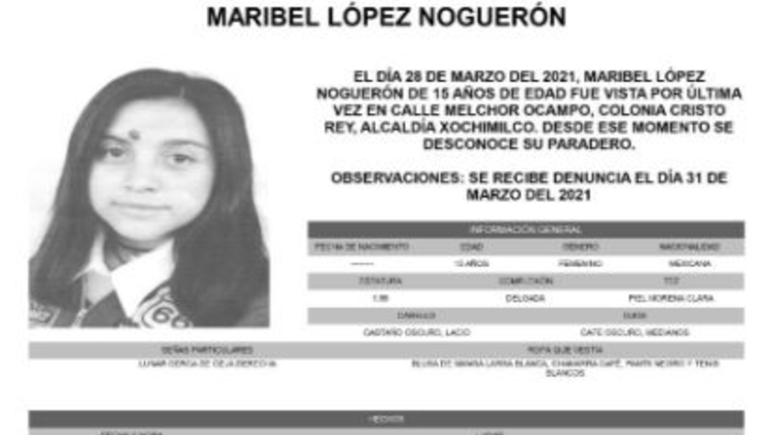 Activan Alerta Amber para localizar a Maribel López Noguerón
