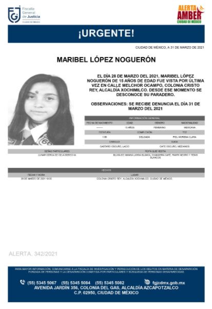 Activan Alerta Amber para localizar a Maribel López Noguerón