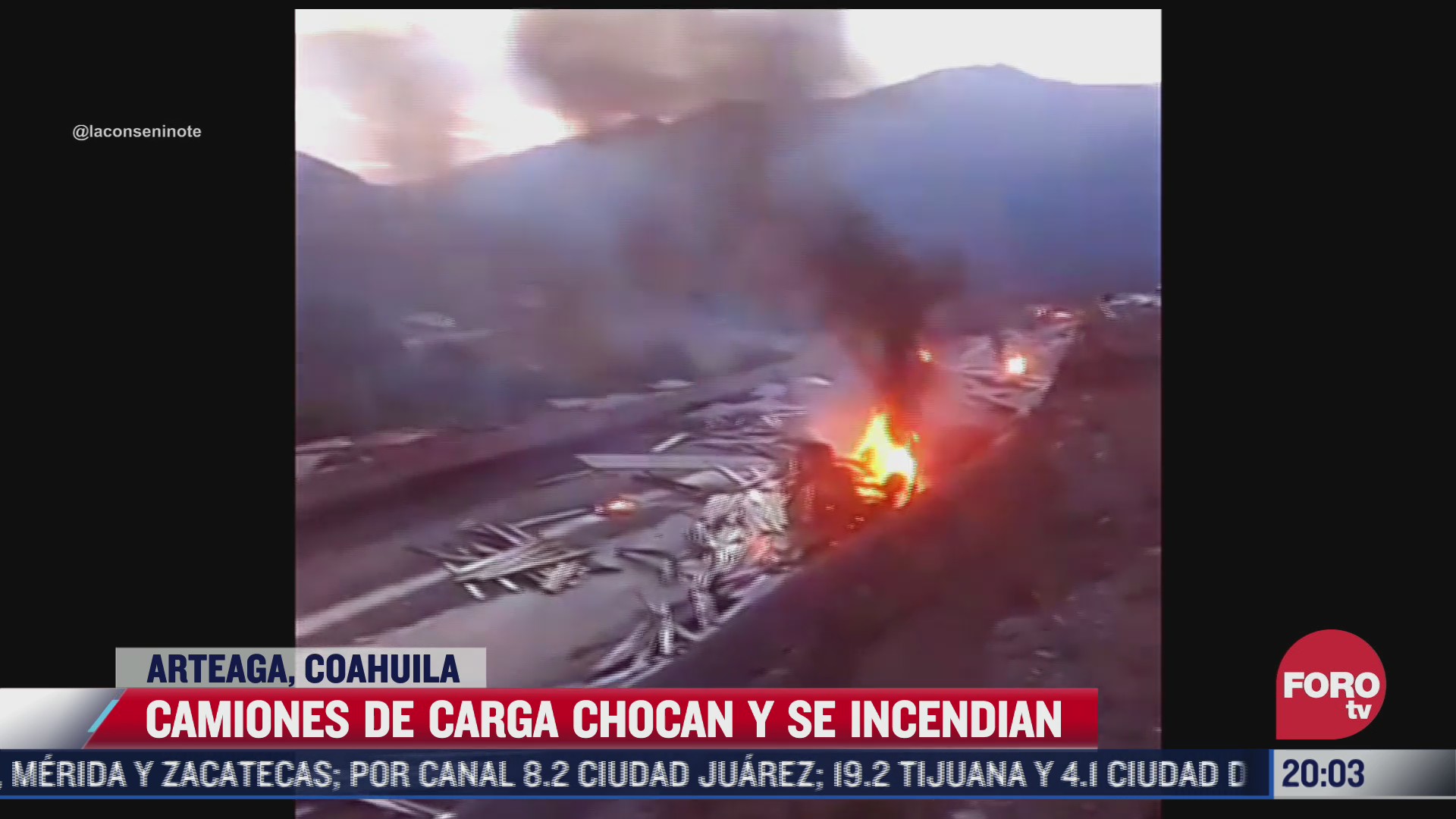 camiones de cargas chocan y se incendian en arteaga coahuila