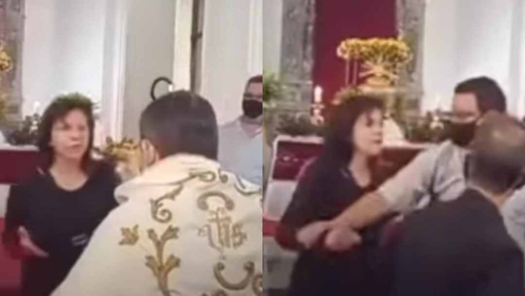 Video: Mujer abofetea a sacerdote en misa de Jueves Santo