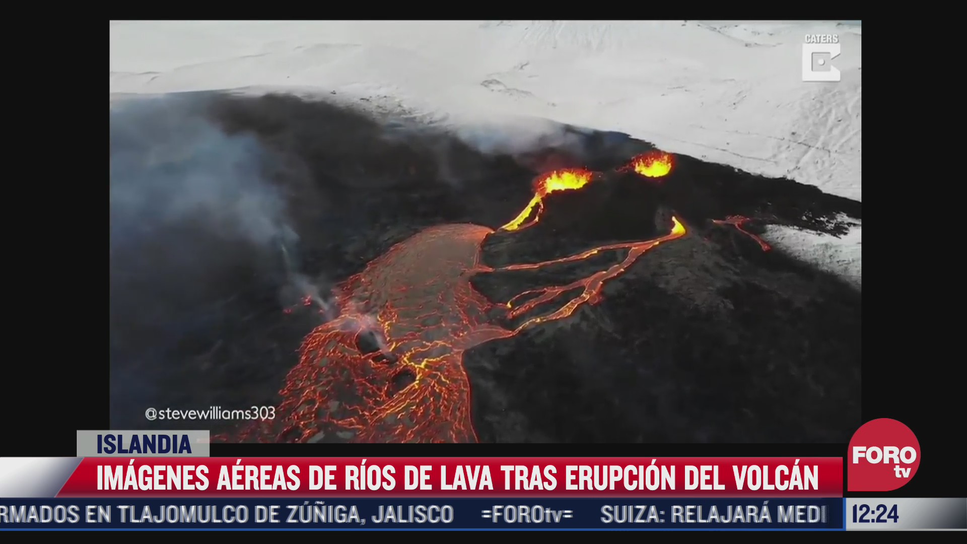 dron capta espectaculares imagenes de erupcion de volcan en islandia