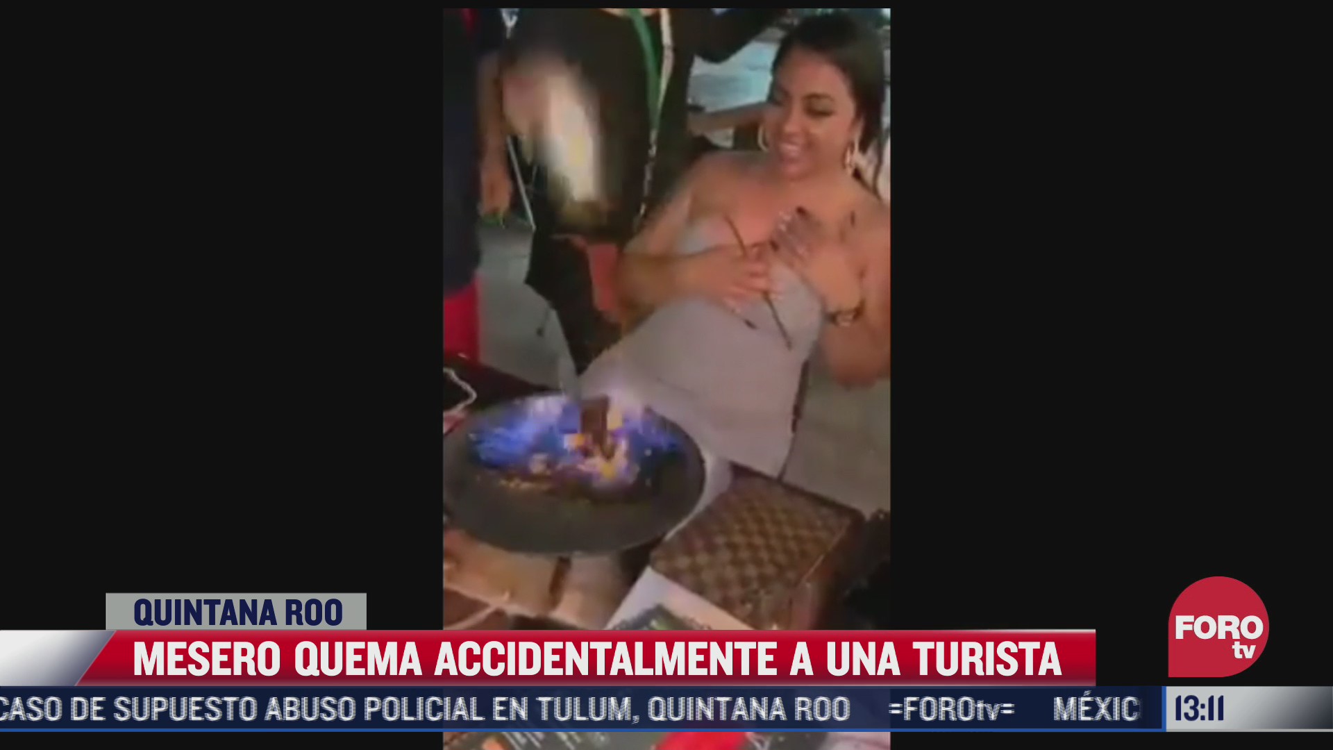mesero quema de manera accidental a turista en un bar de cancun
