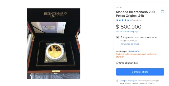 Moneda del Bicentenario se vende en 500 mil pesos en internet