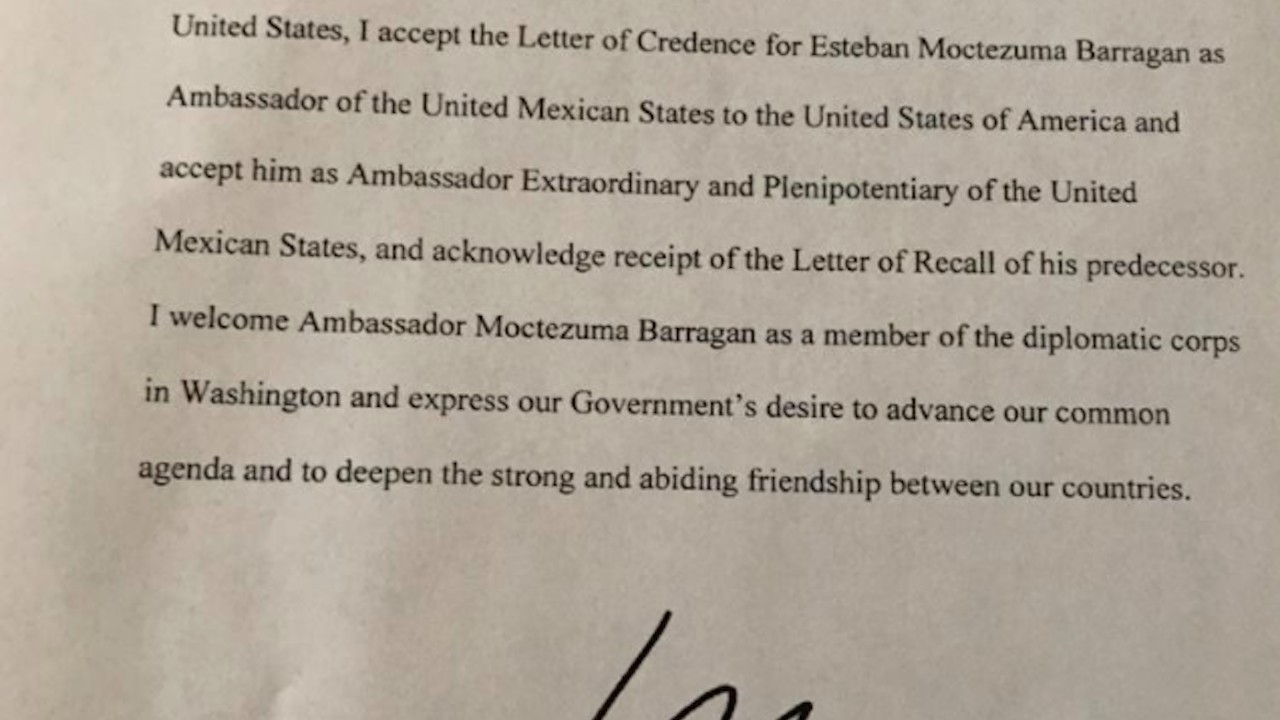 Secretaría de Relaciones Exteriores cartas credenciales Moctezuma Biden