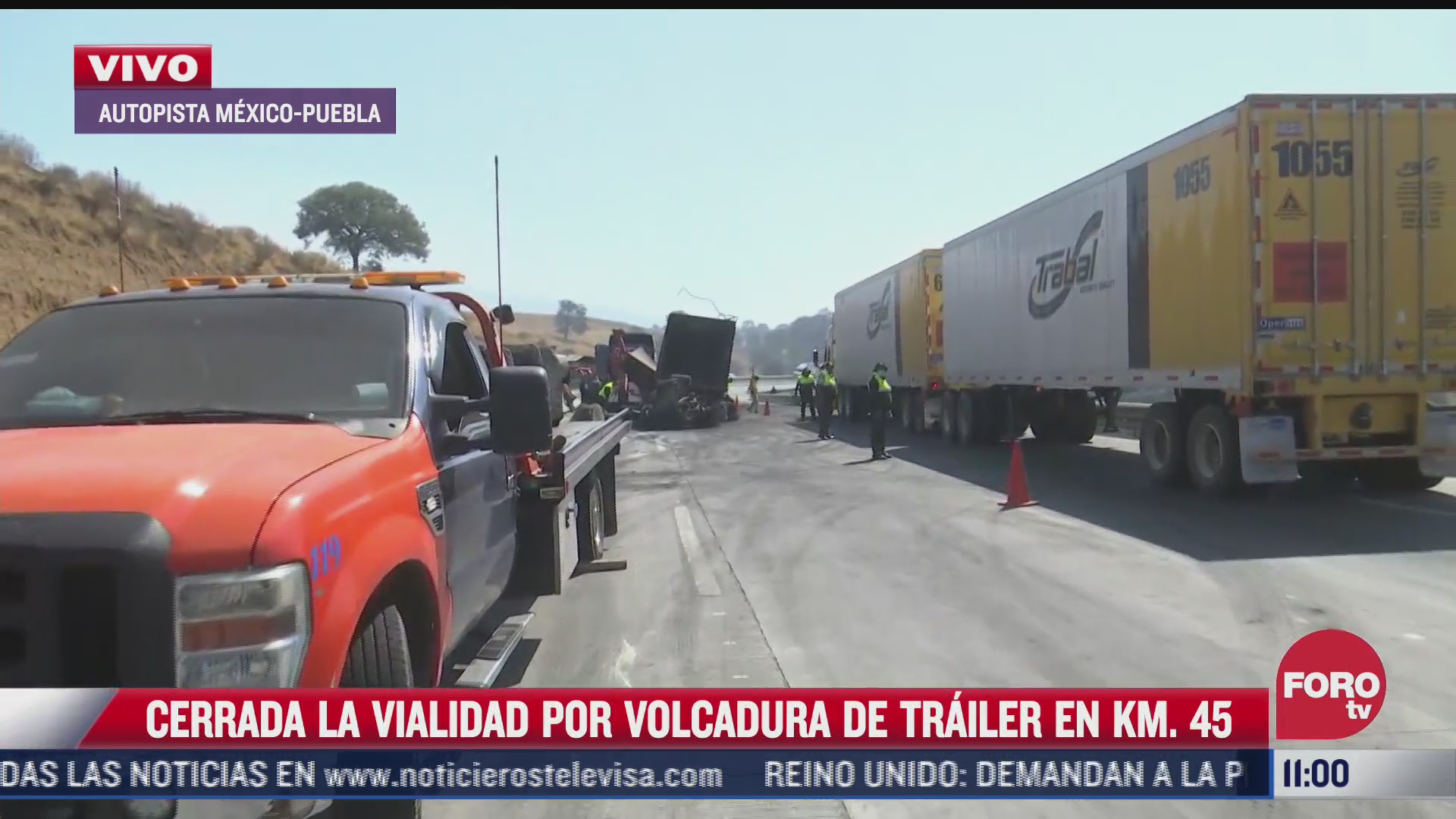 reabren carril tras choque de traileres en la mexico puebla