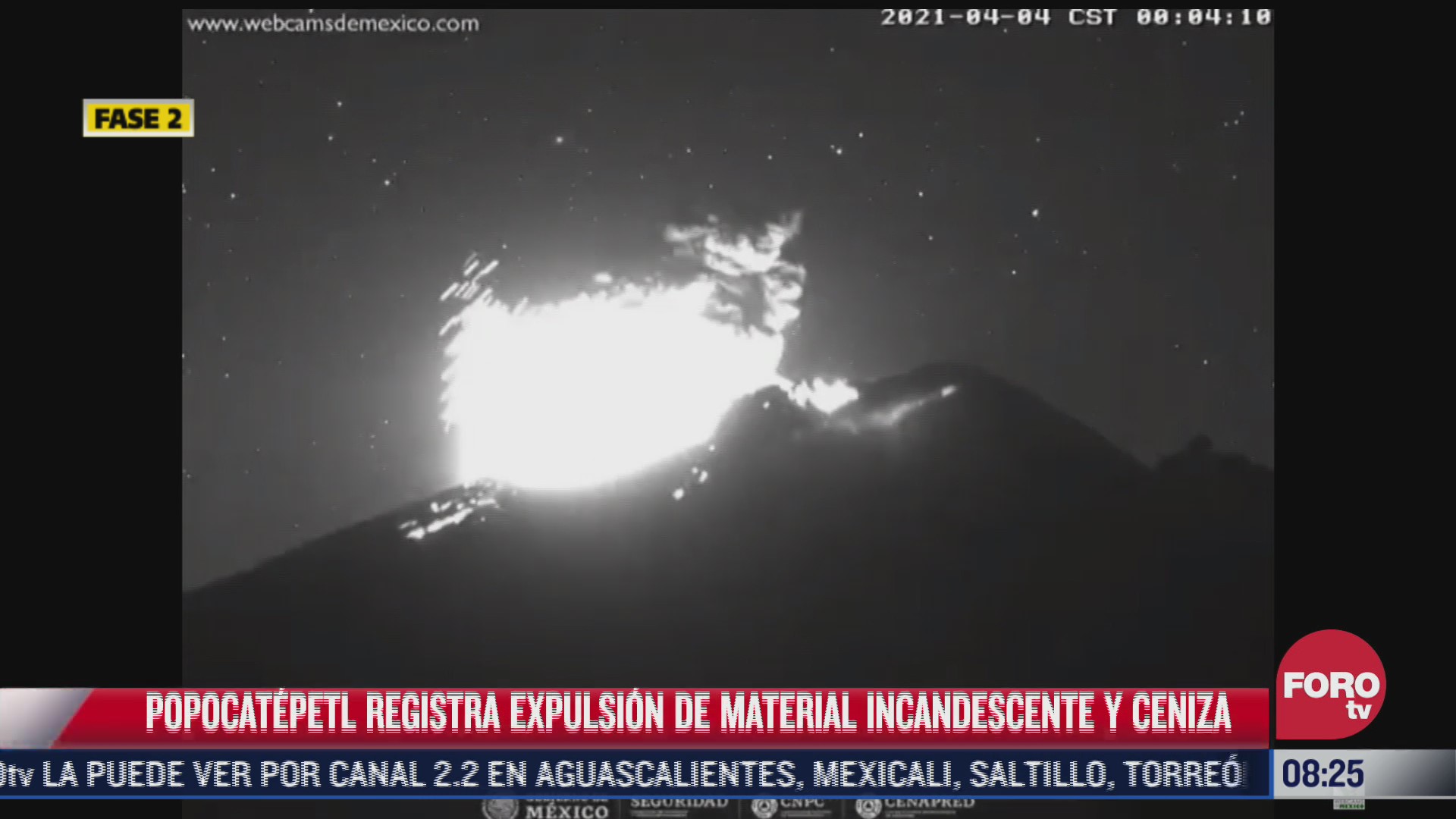volcan popocatepetl registra explosion con expulsion de material incandescente
