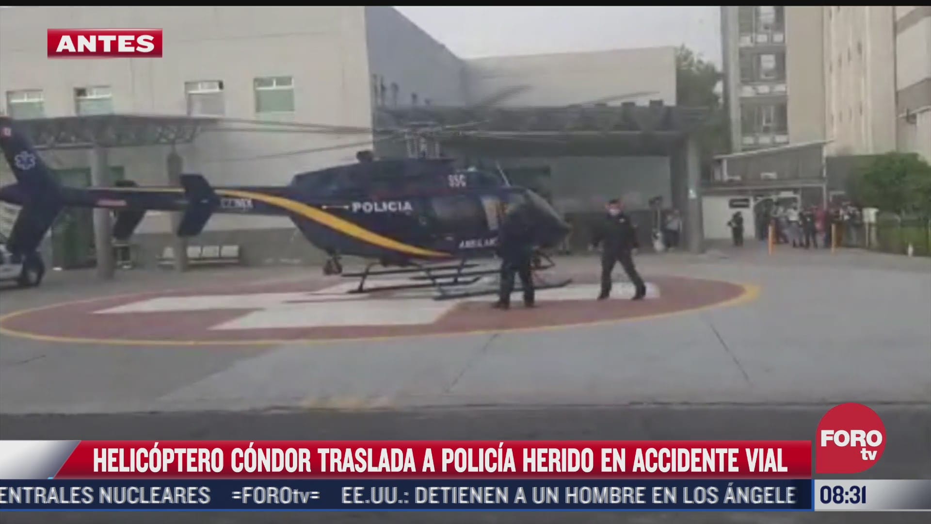agrupamiento condores traslada en helicoptero a policia lesionado tras choque