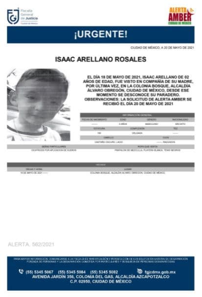 Activan Alerta Amber para localizar a Isaac Arellano Rosales