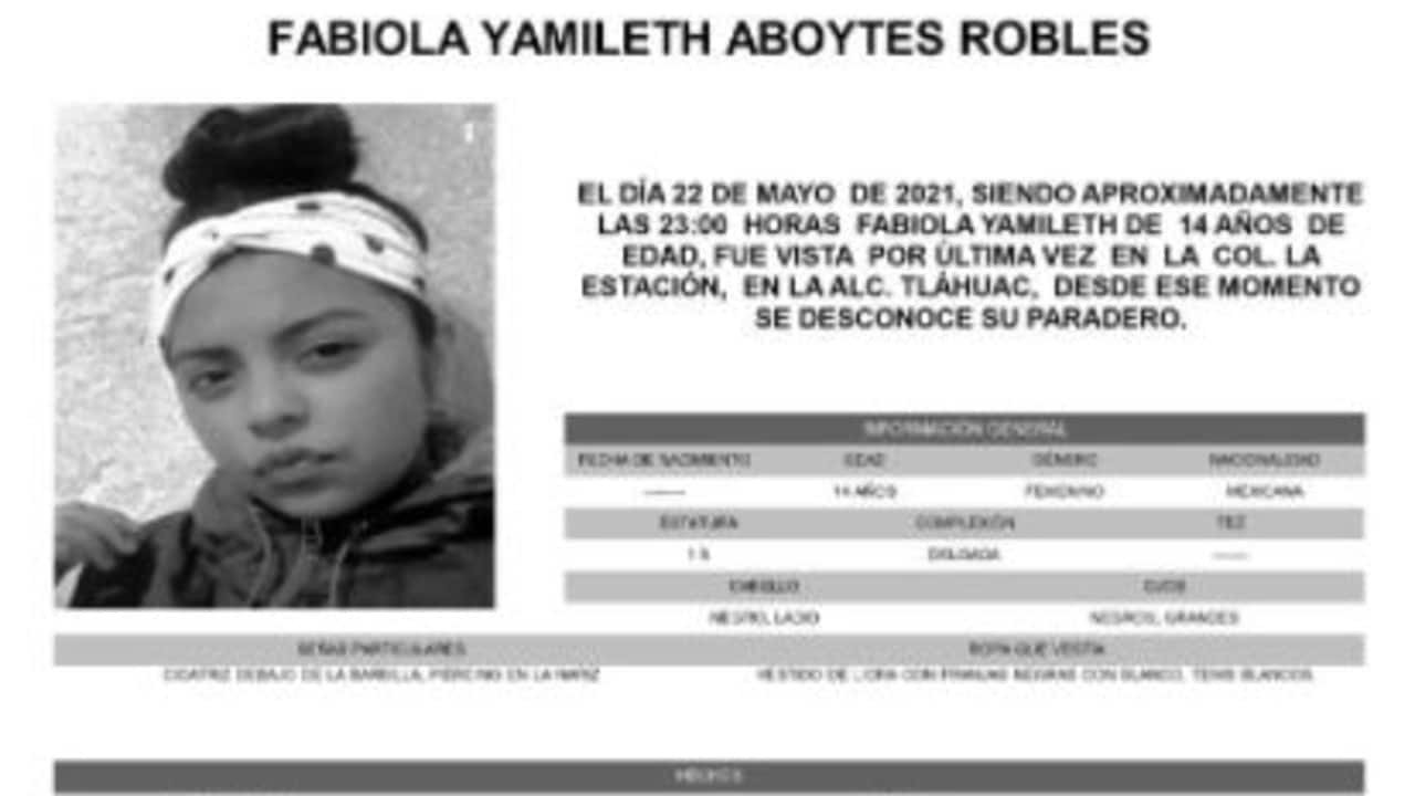 Activan Alerta Amber para localizar a Fabiola Yamileth Aboytes Robles