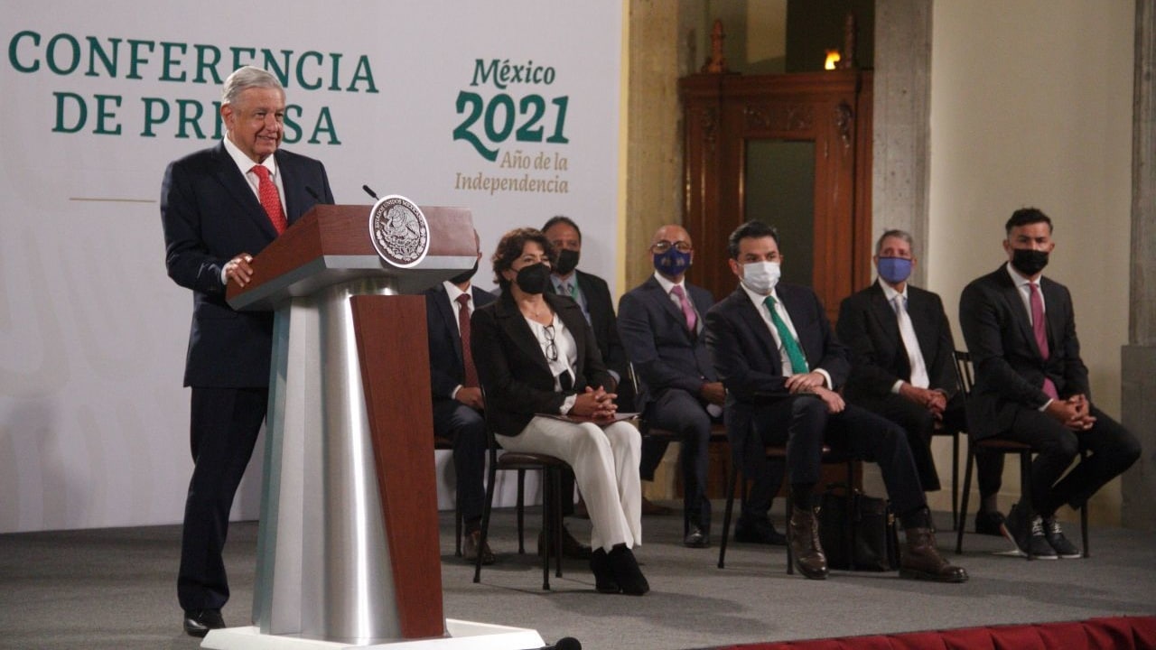 El presidente de México, Andrés Manuel López Obrador, durante su conferencia matutina en Palacio Nacional