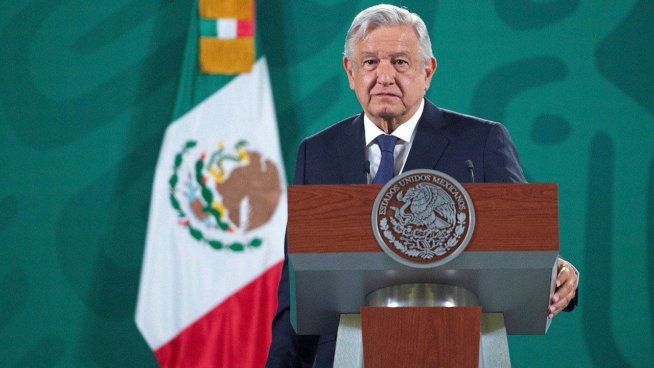 El presidente de México, Andrés Manuel López Obrador, durante su conferencia matutina en Palacio Nacional