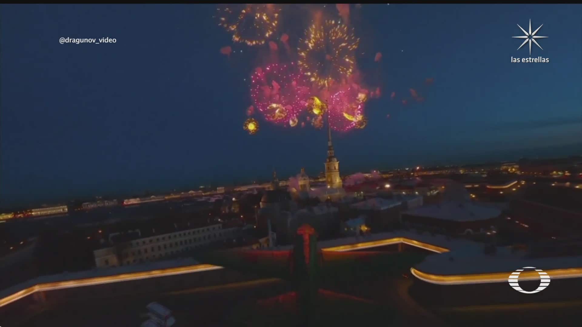dron capta celebracion del dia de la victoria en rusia