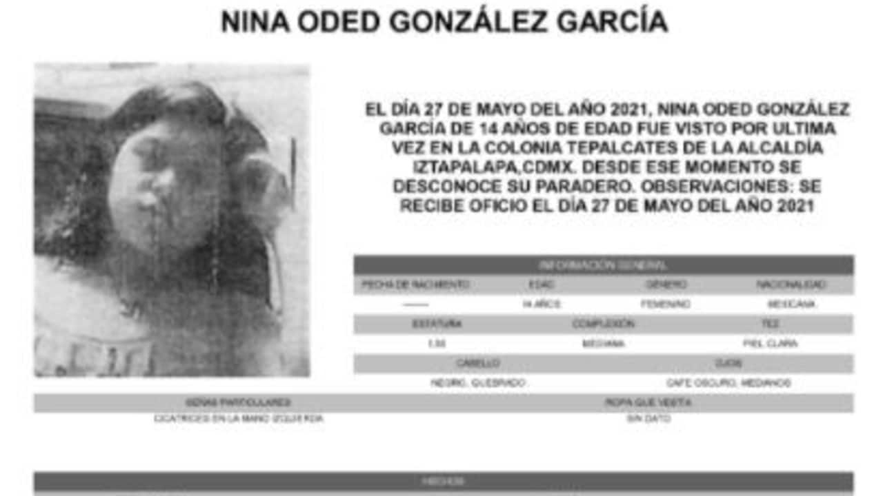 Activan Alerta Amber para localizar a Nina Oded González García