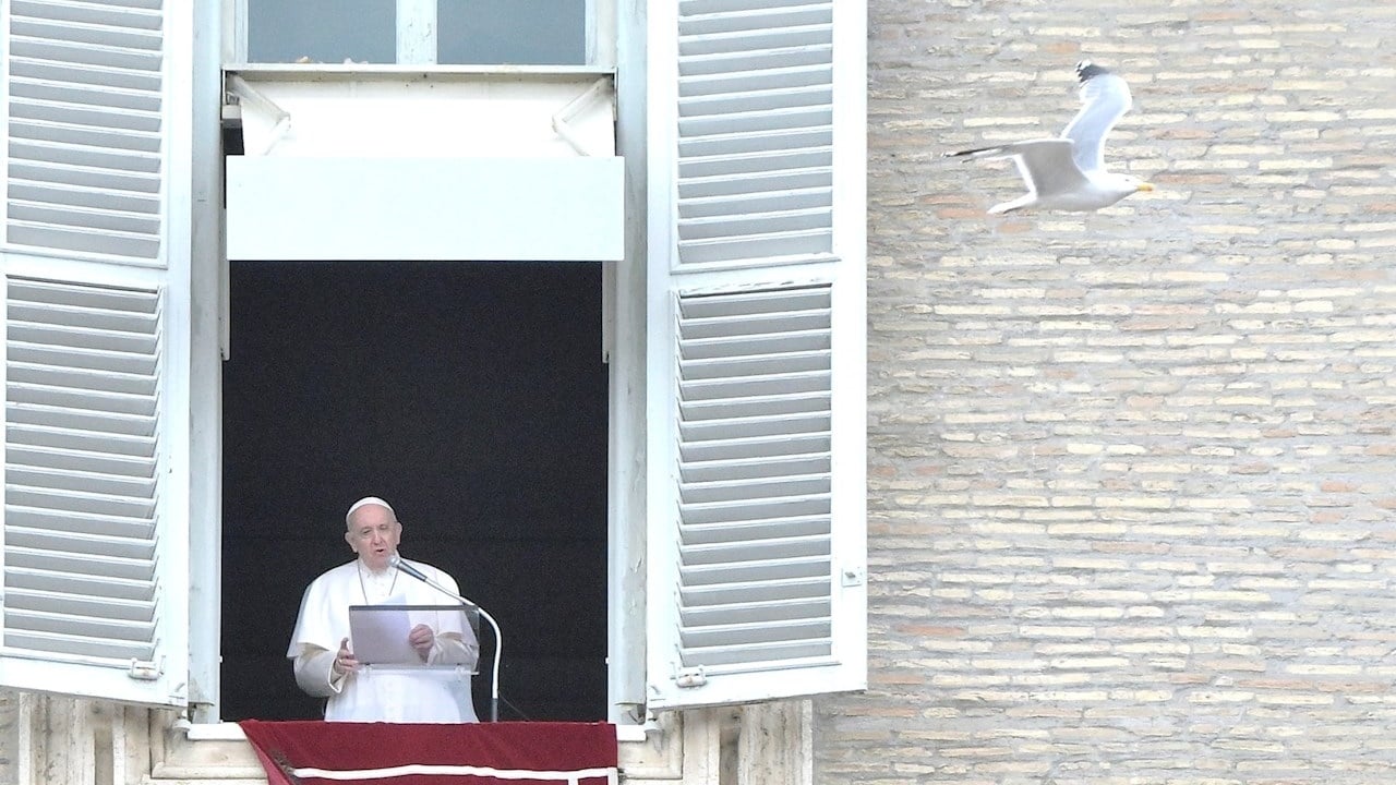 El papa Francisco desde la ventana de su oficina en la Ciudad del Vaticano