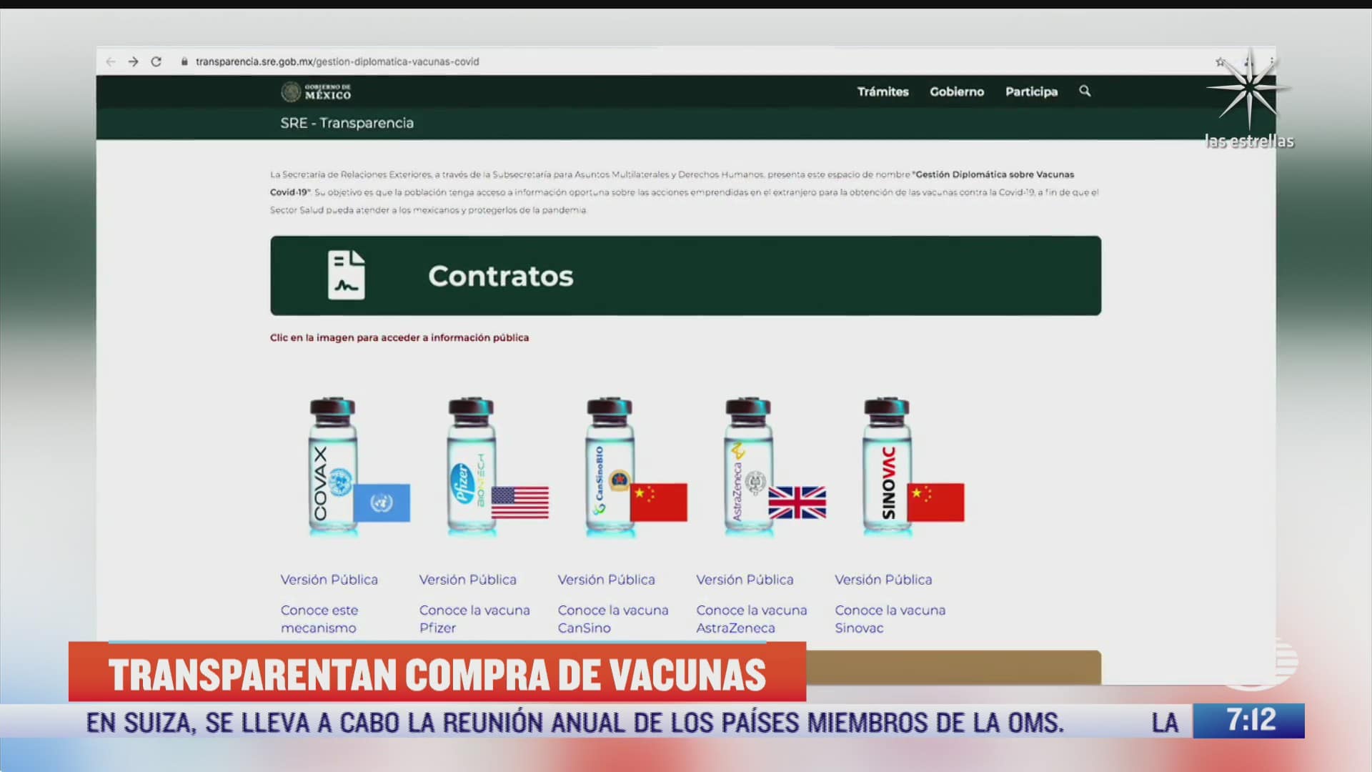sre publica informacion sobre compra de vacunas contra covid