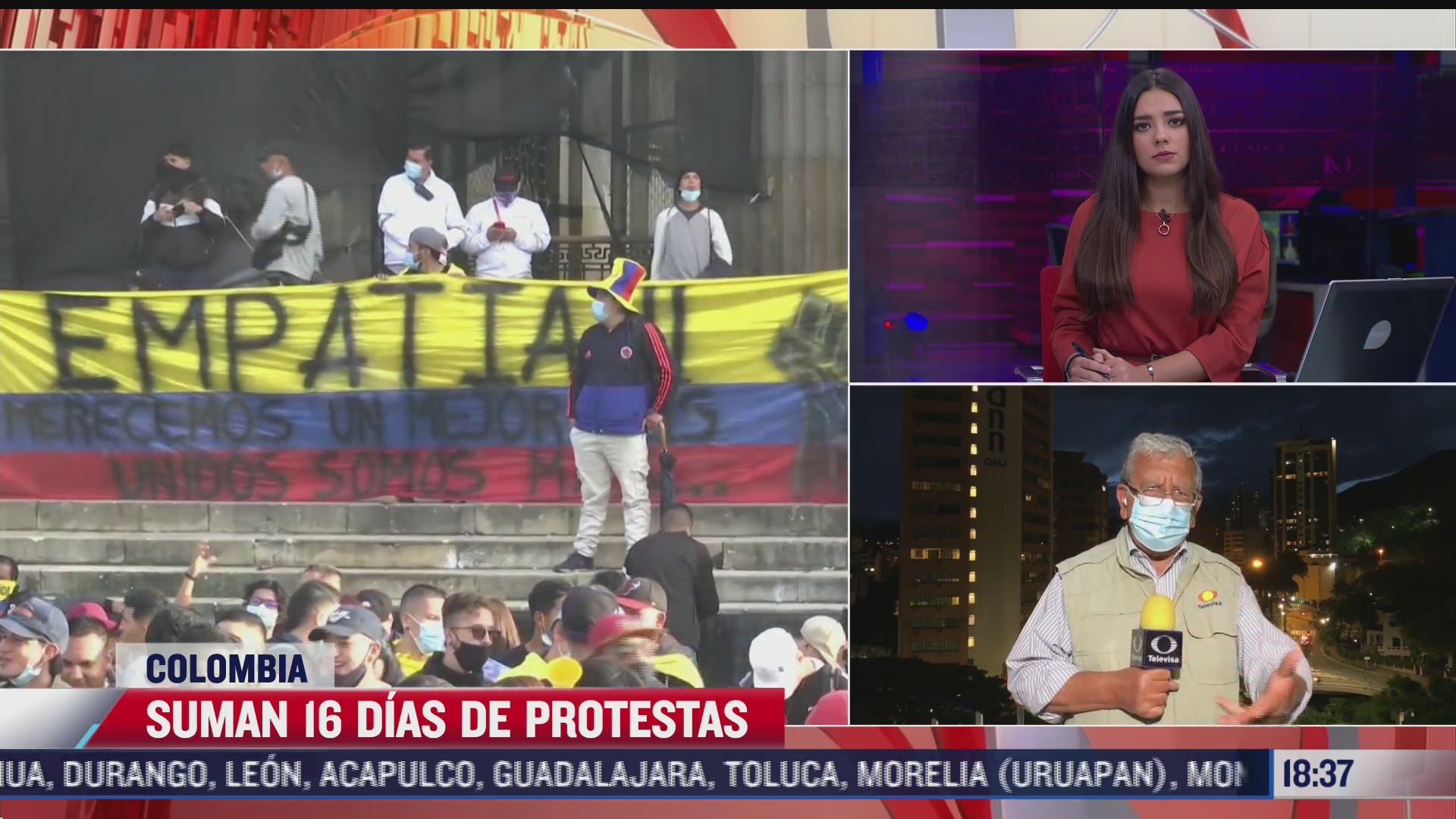 suman 16 dias de protestas en colombia