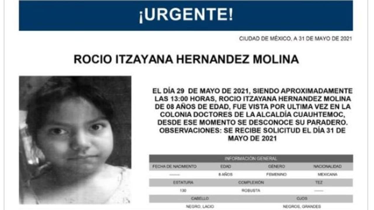 Activan Alerta Amber para Rocío Itzayana Hernández Molina