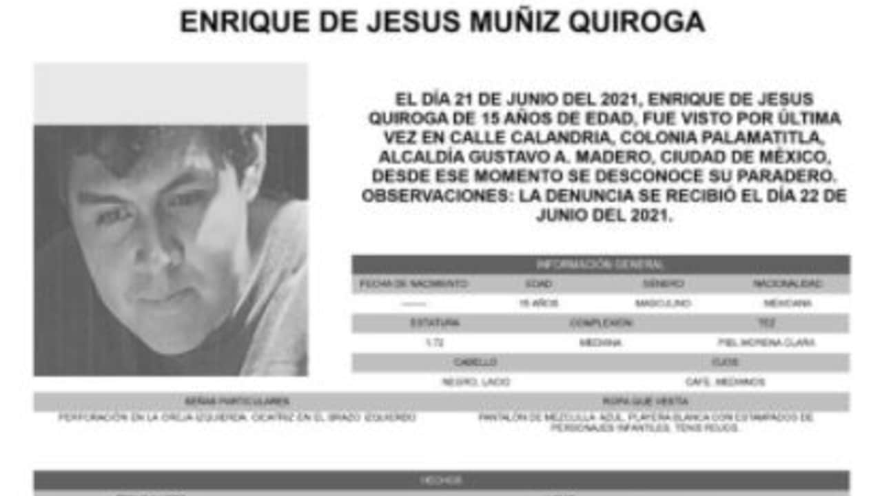 Activan Alerta Amber para localizar a Enrique de Jesús Muñiz Quiroga.