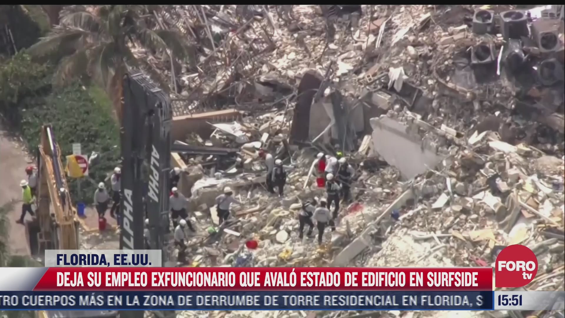 cadena internacional y oreo buscan vida en escombros de edificio en miami