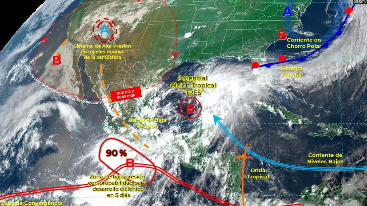 Se forma Potencial Ciclón Tropical Tres en el Golfo de México (Conagua)