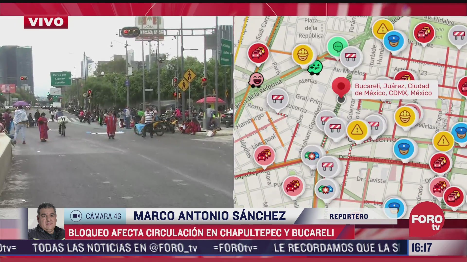 manifestantes bloquean avenida chapultepec y bucareli cdmx