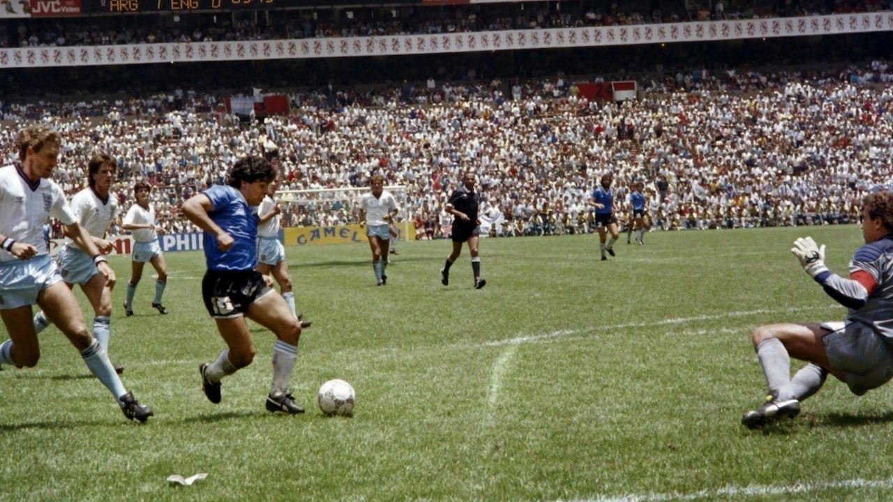 Diego Armando Maradona de Argentina, el 22 de junio de 1986 (Getty Images)