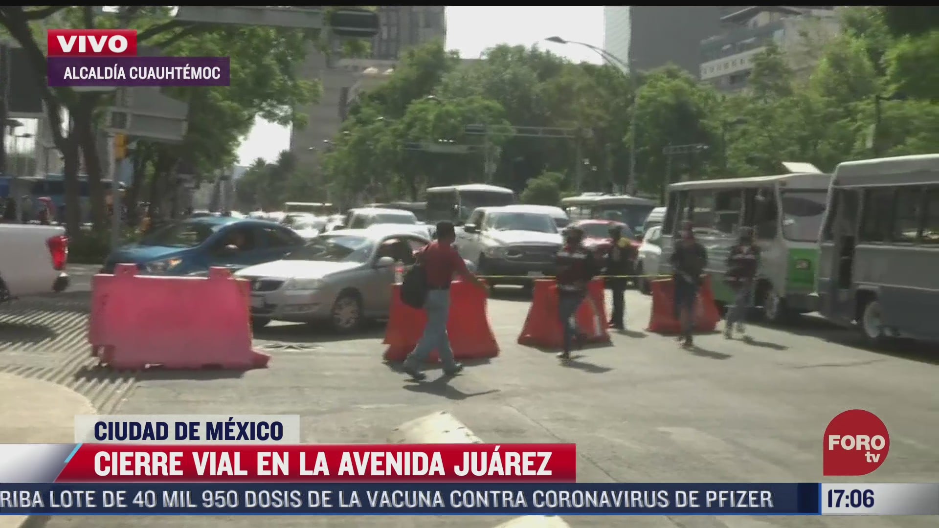 se registra cierre vial en avenida juarez en cdmx