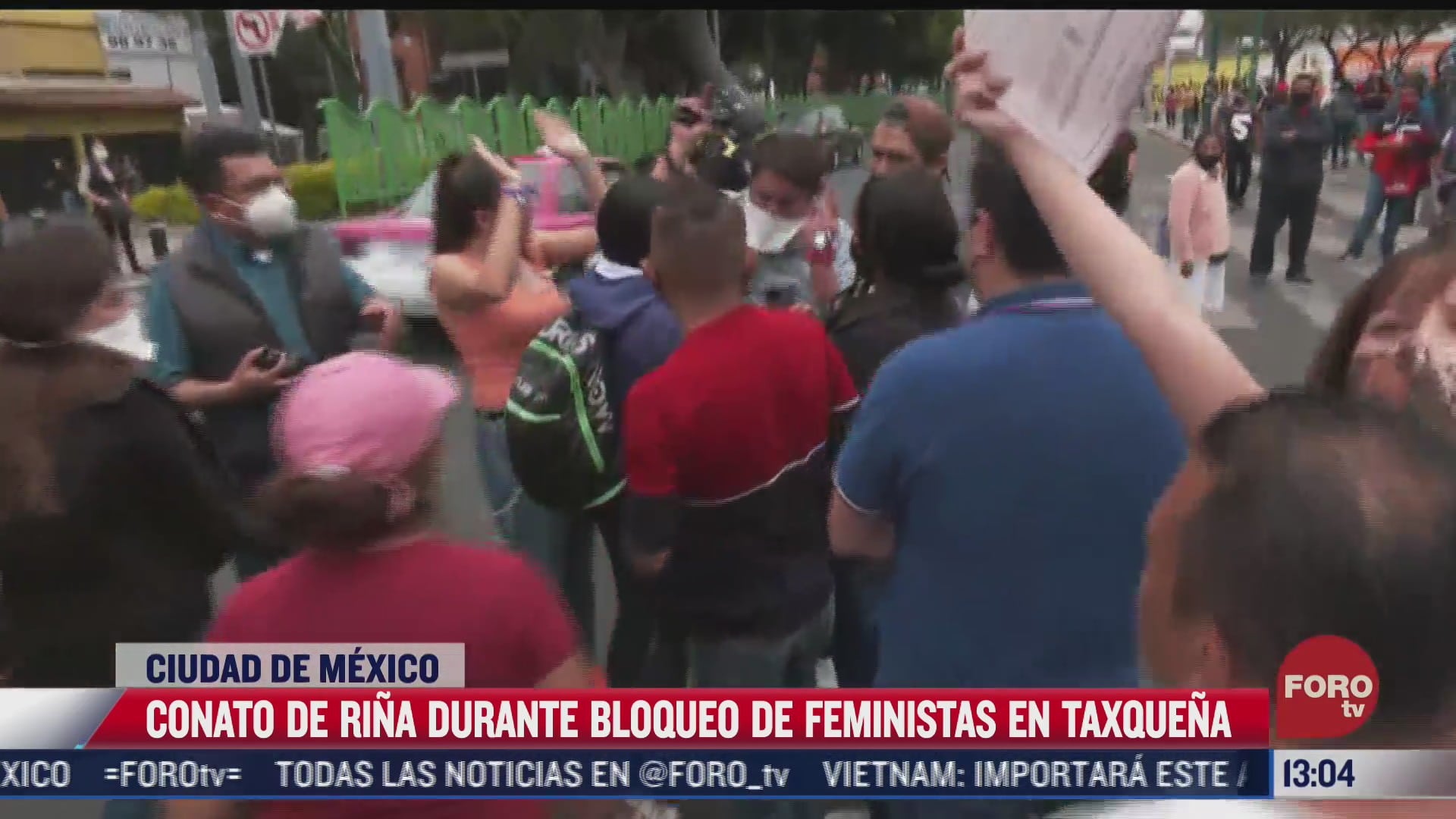 se registra conato de rina en manifestacion de feministas en alcaldia coyoacan