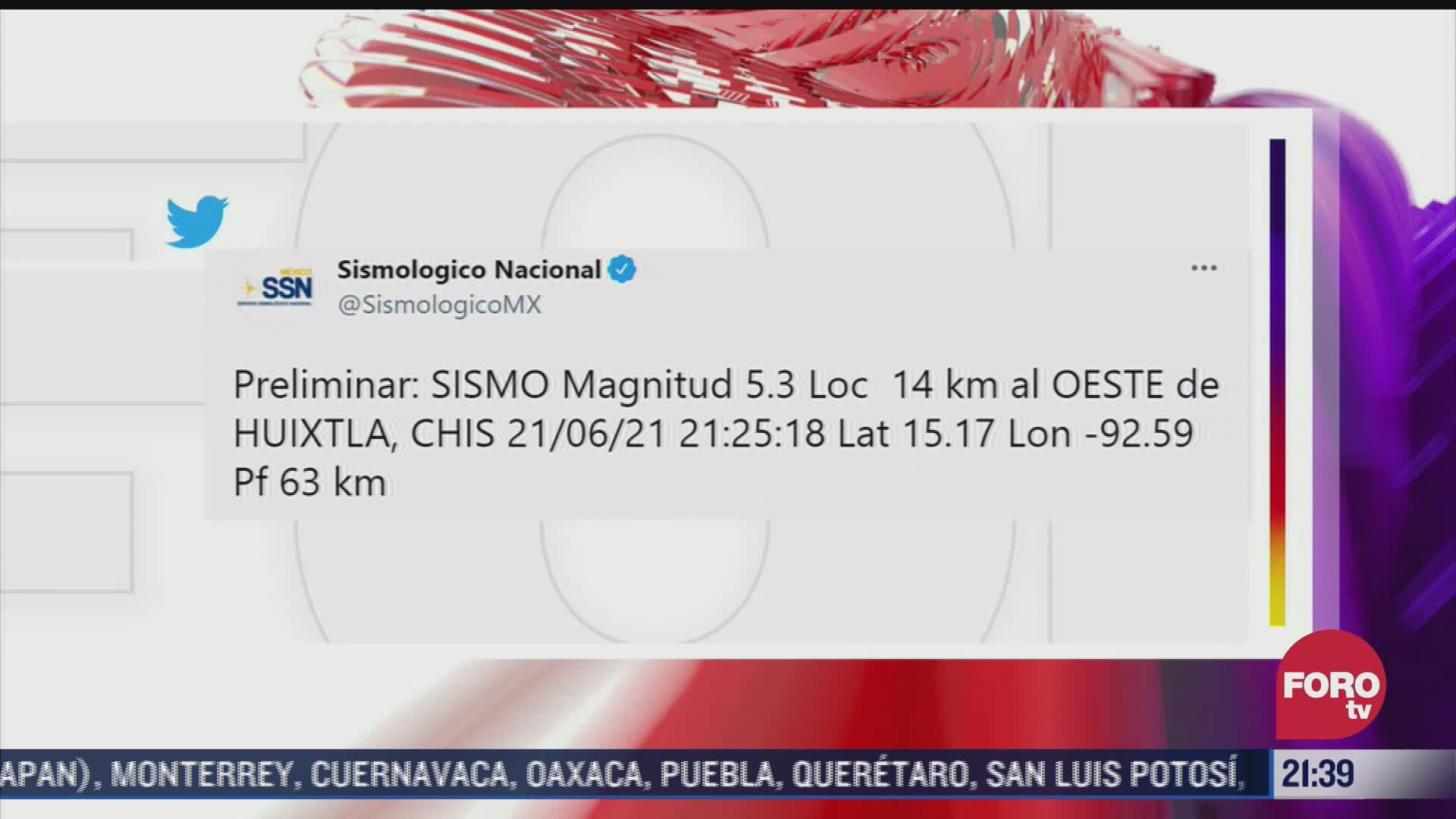 se registra sismo preliminar de magnitud 5 3 en chiapas