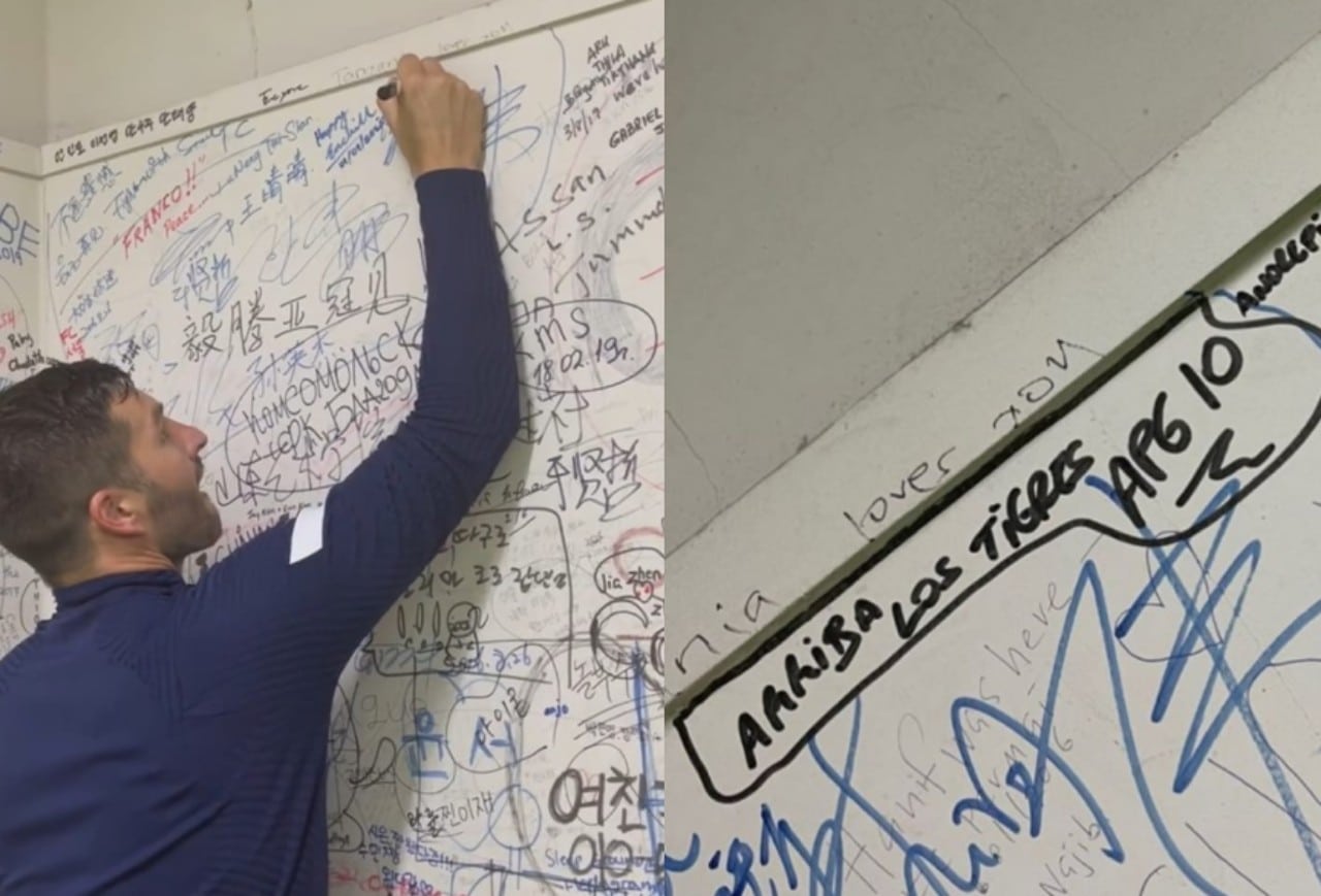 Gignac escribe "Arriba los Tigres" en muro olímpico