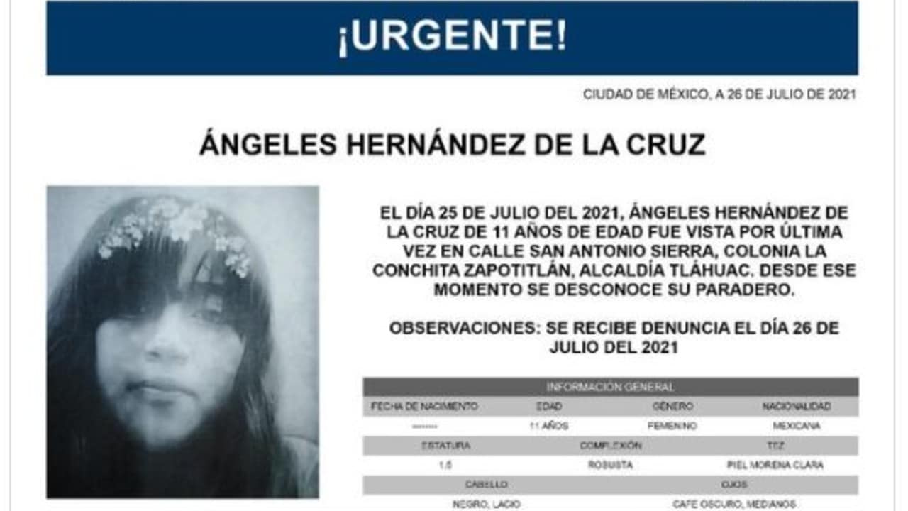 Activan Alerta Amber para localizar a Ángeles Hernández de la Cruz