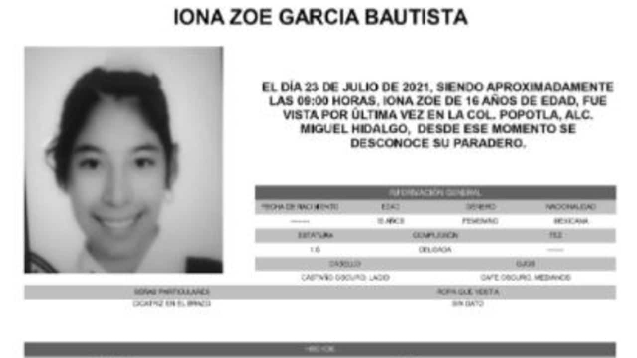 Activan Alerta Amber para localizar a Iona Zoe García Bautista