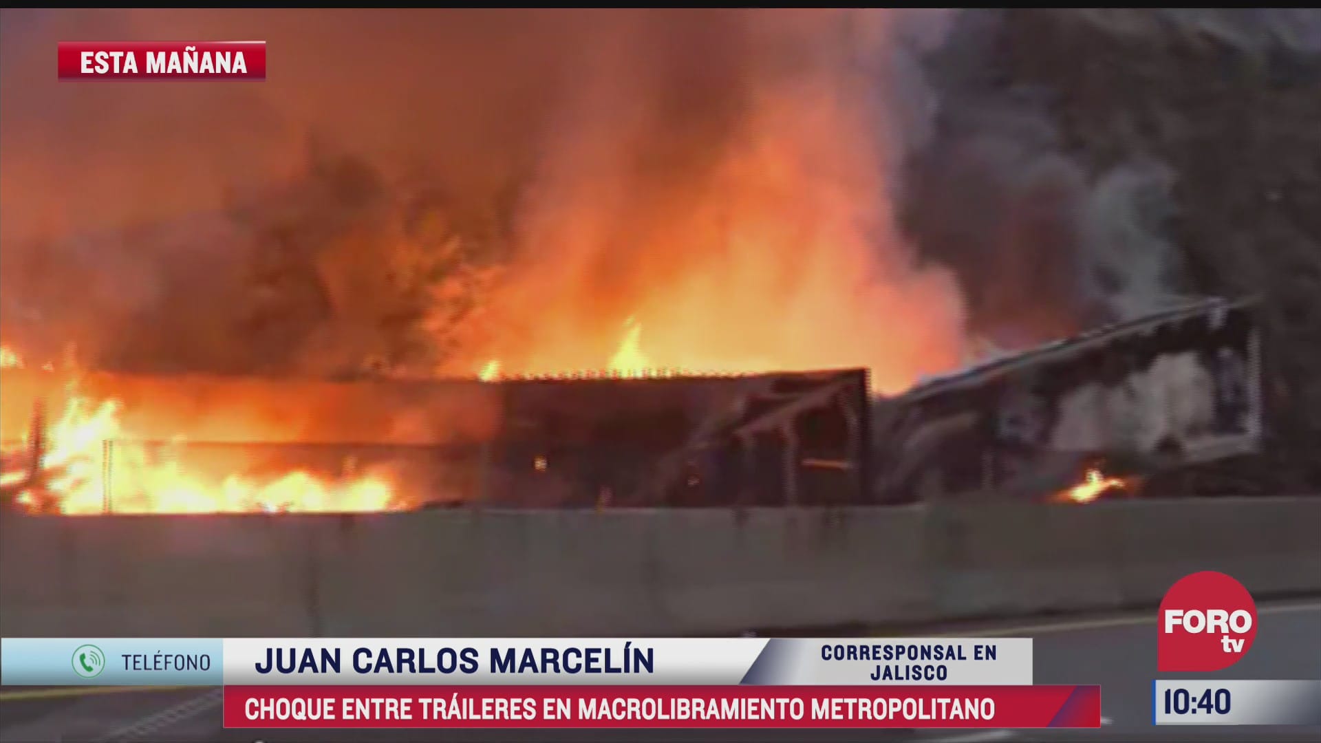 choque de traileres provoca incendio en macrolibramiento en jalisco hay cuatro muertos