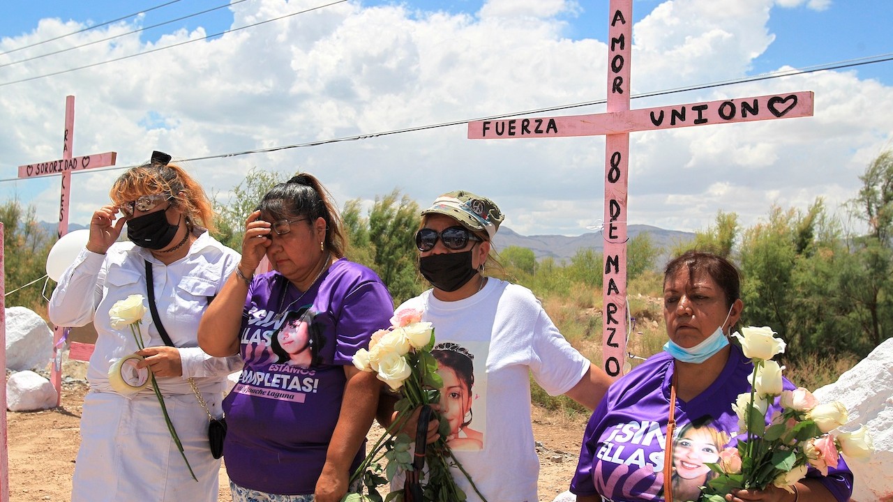 Integrantes de la Red Mesa Mujeres realizaron una caravana (EFE)