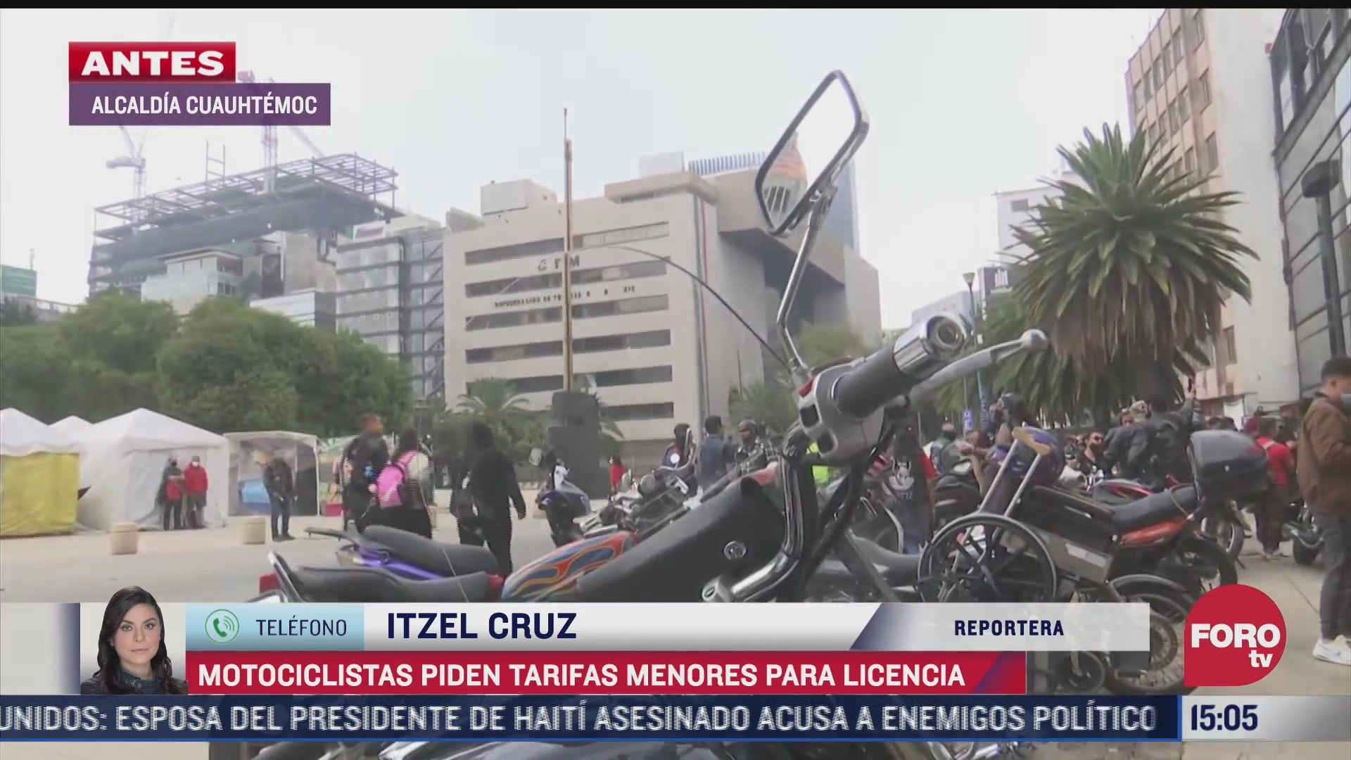 motociclistas protestan frente al monumento a la revolucion