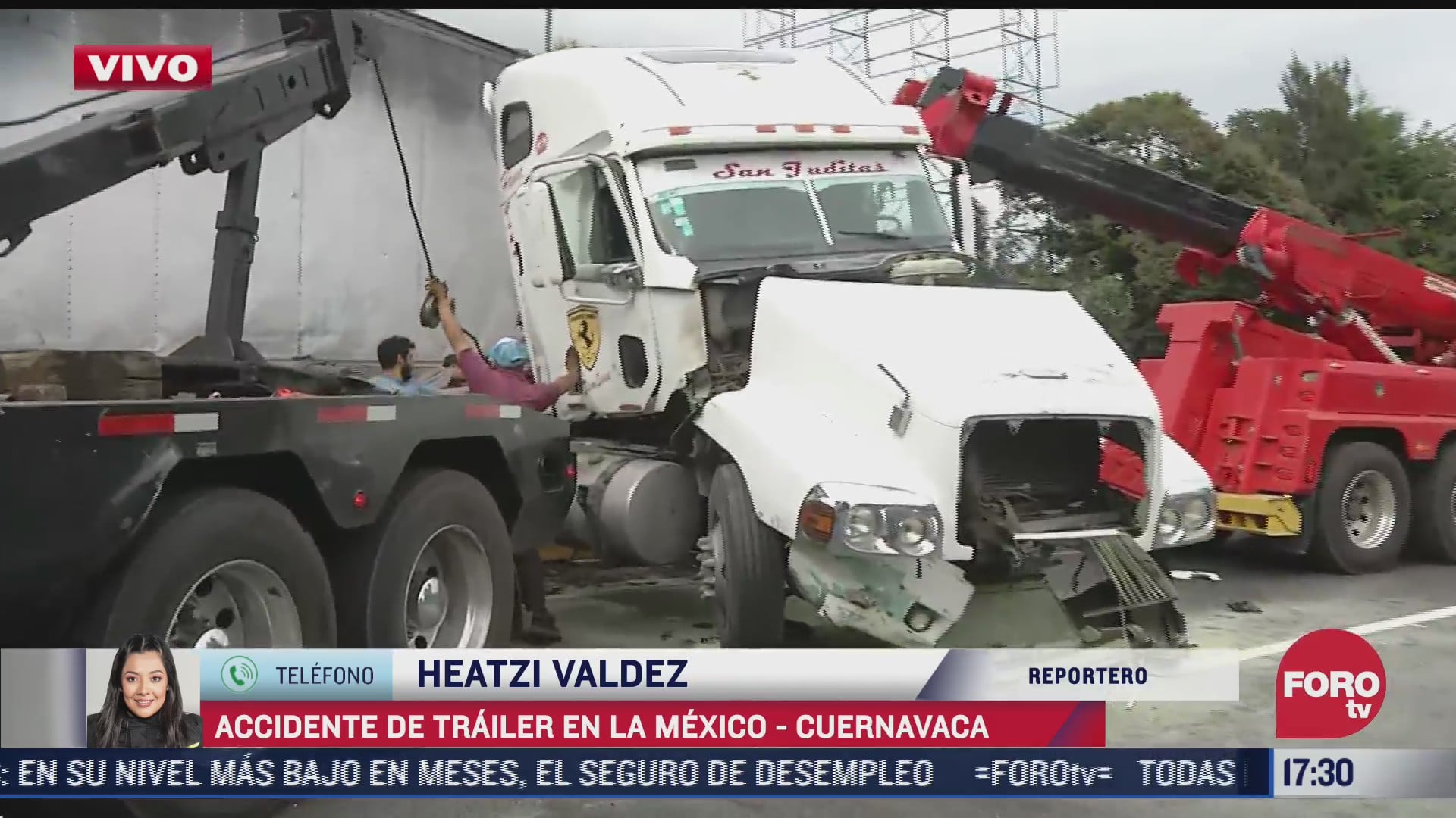 se registra aparatoso accidente de trailer en la mexico cuernavaca
