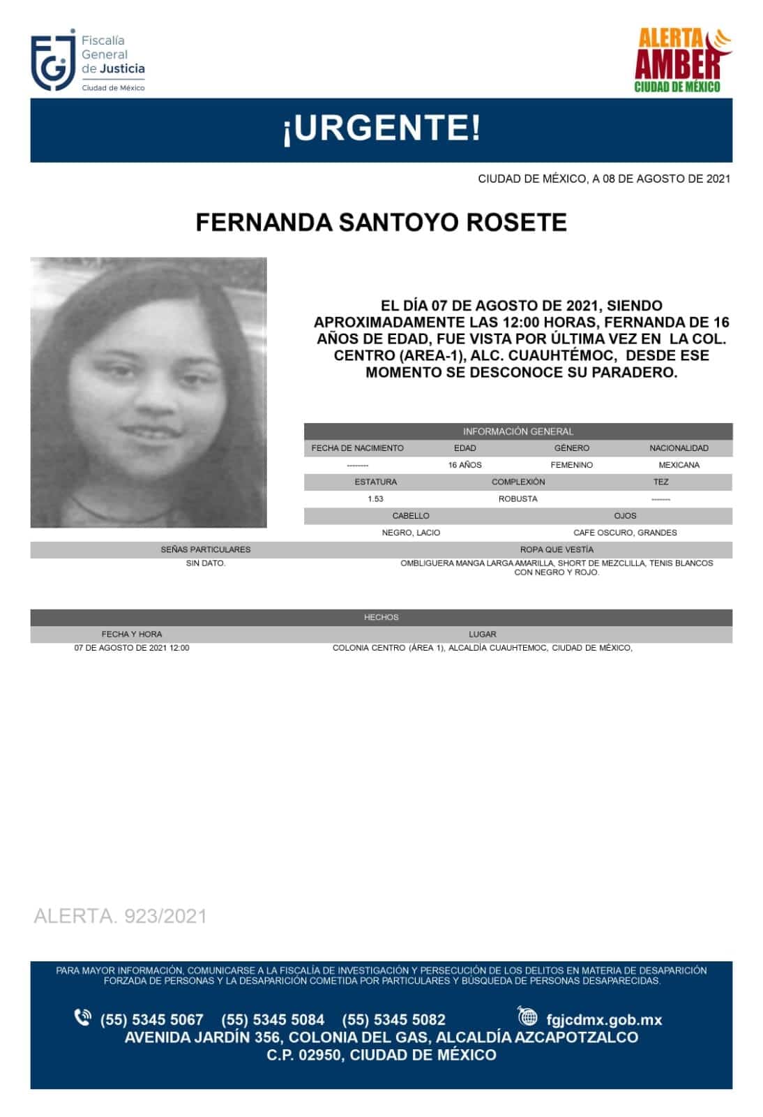 Activan Alerta Amber para Fernanda Santoyo Rosete