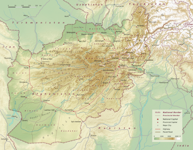 Mapa Afganistán Países Vecinos Imagen