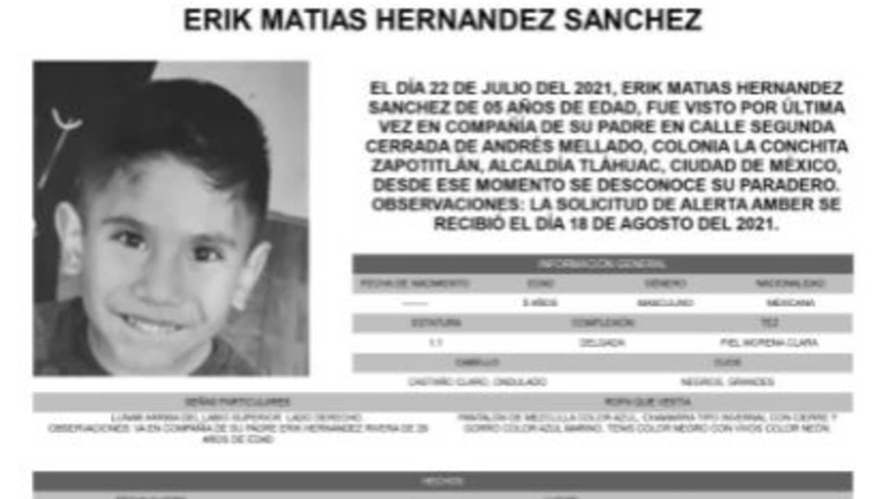 Activan Alerta Amber para localizar a Erik Matías Hernández Sánchez.