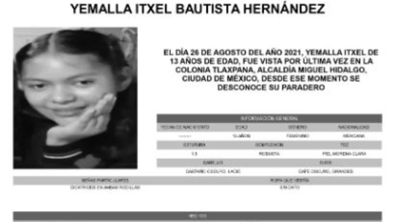Activan Alerta Amber para localizar a Yemalla Itxel Bautista Hernández.