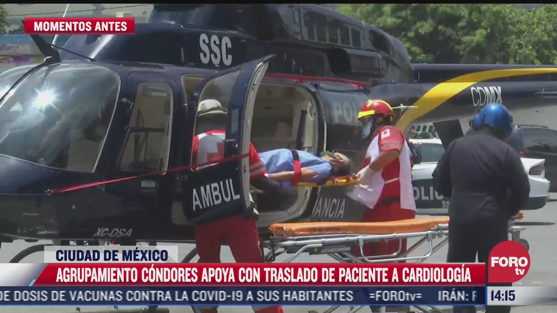 helicoptero de grupo condores apoya a traslado de paciente en cdmx