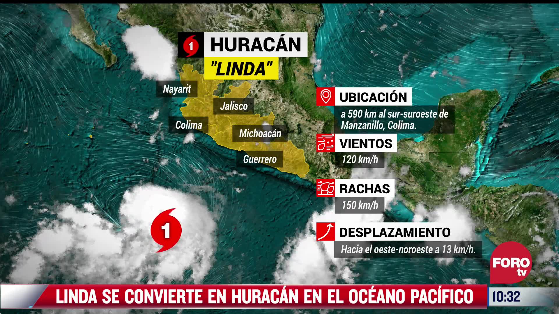 Linda se convierte en huracán categoría 1