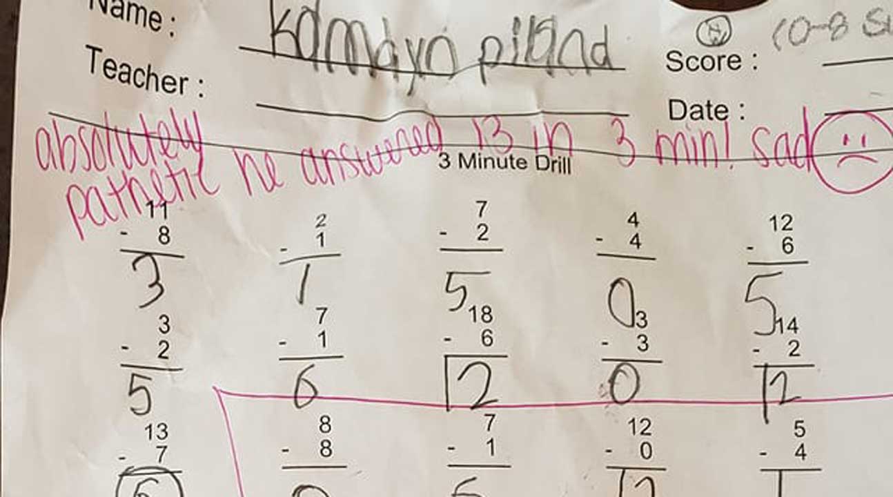 Mestra escribe nota grosera en tarea de matemáticas de alumno en Estados Unidos