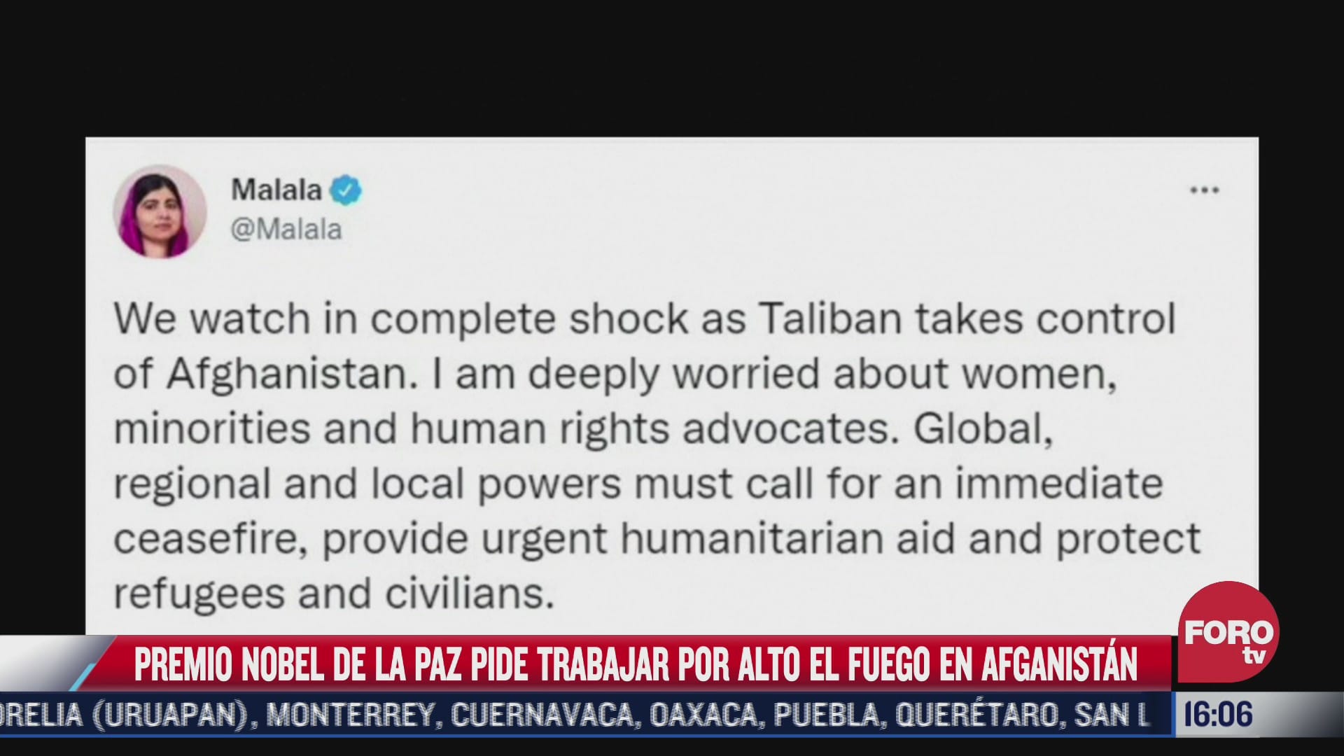 malala se pronuncia sobre crisis en afganistan