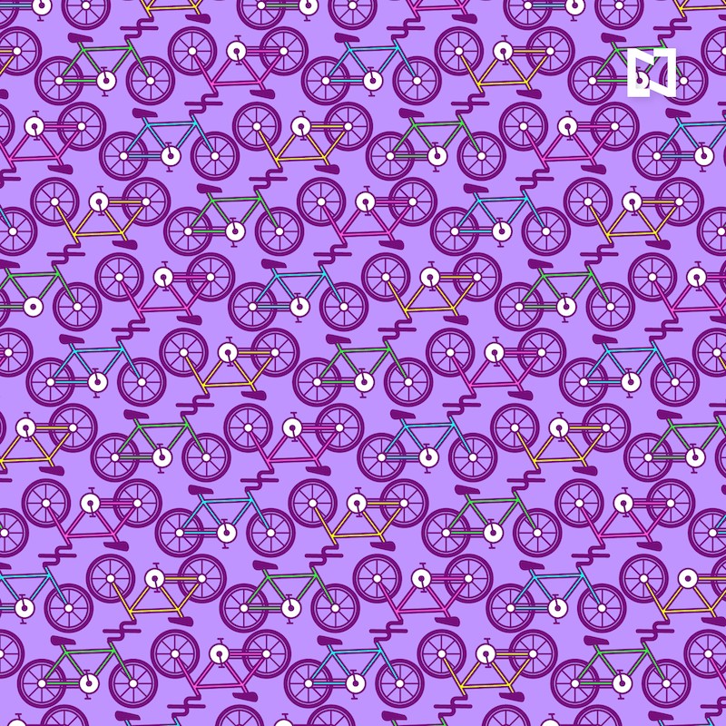 Encuentra dos bicicletas sin pedales, ilustración
