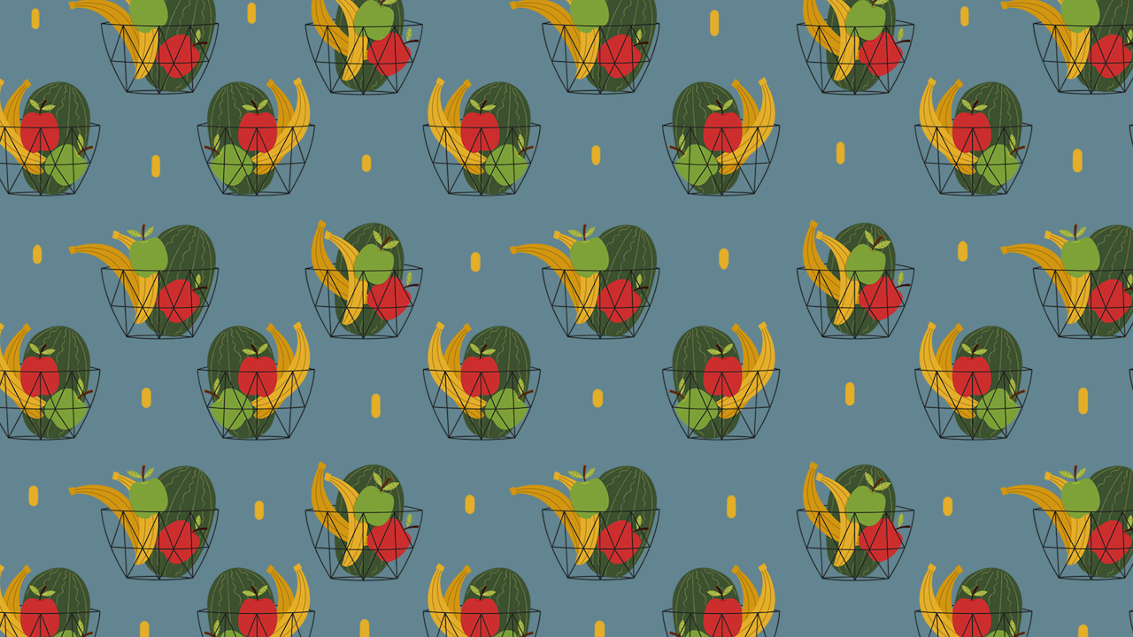Encuentra dos fruteros con una pera, ilustración
