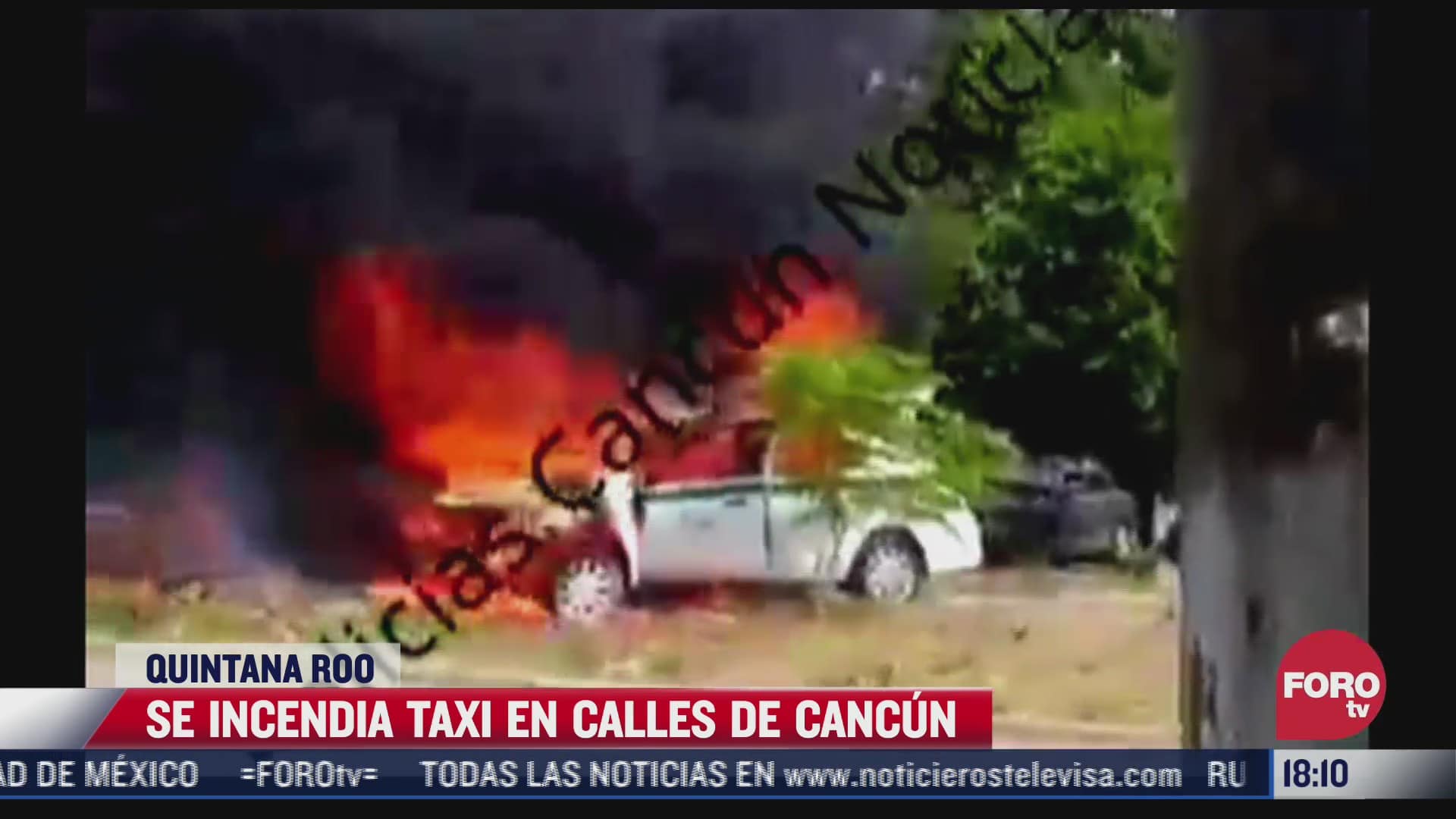 se incendia taxi en calles de cancun