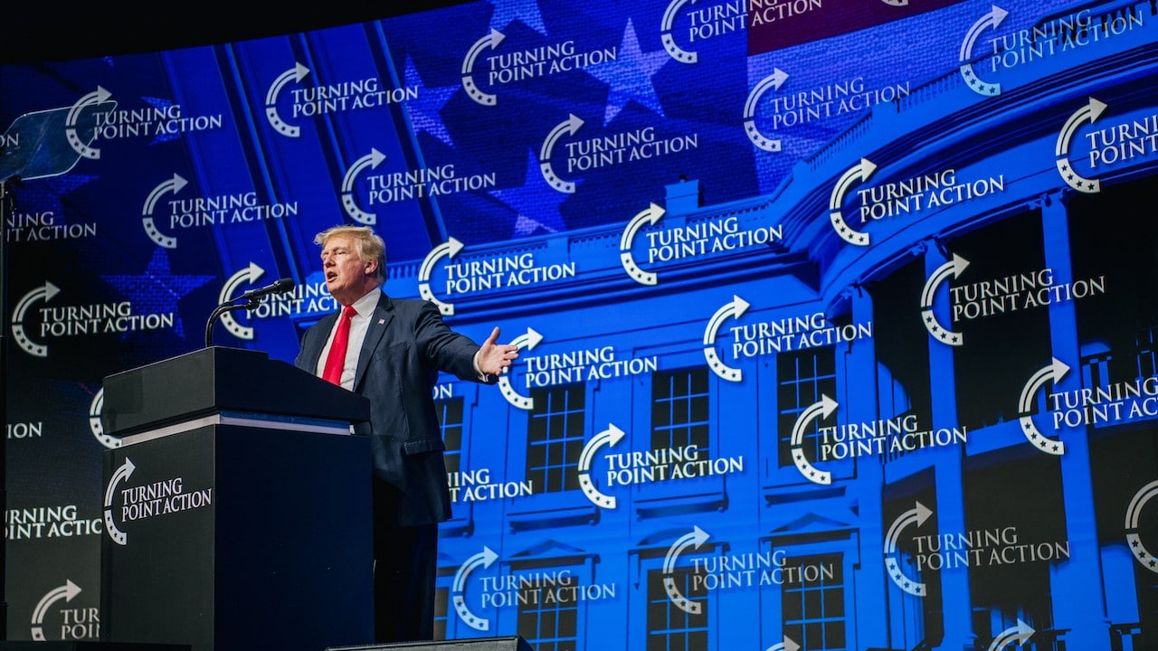 El expresidente de Estados Unidos, Donald Trump, habla durante la conferencia (Getty Images)
